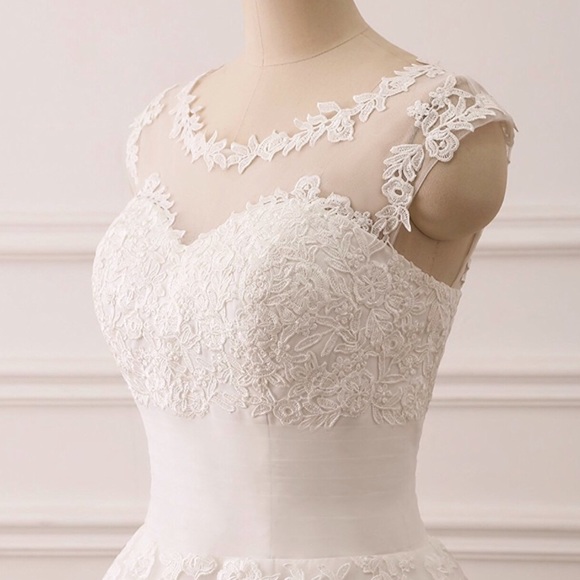 Plus friendly❤️Audrey Hepburn Courthouse Ivory Tulle Wedding Gown,2-26W - Picture 5 of 8